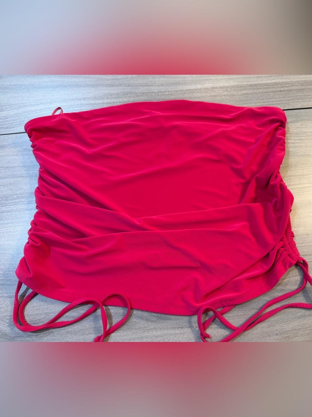 Express Hot Pink Strapless Ruched Crop Top